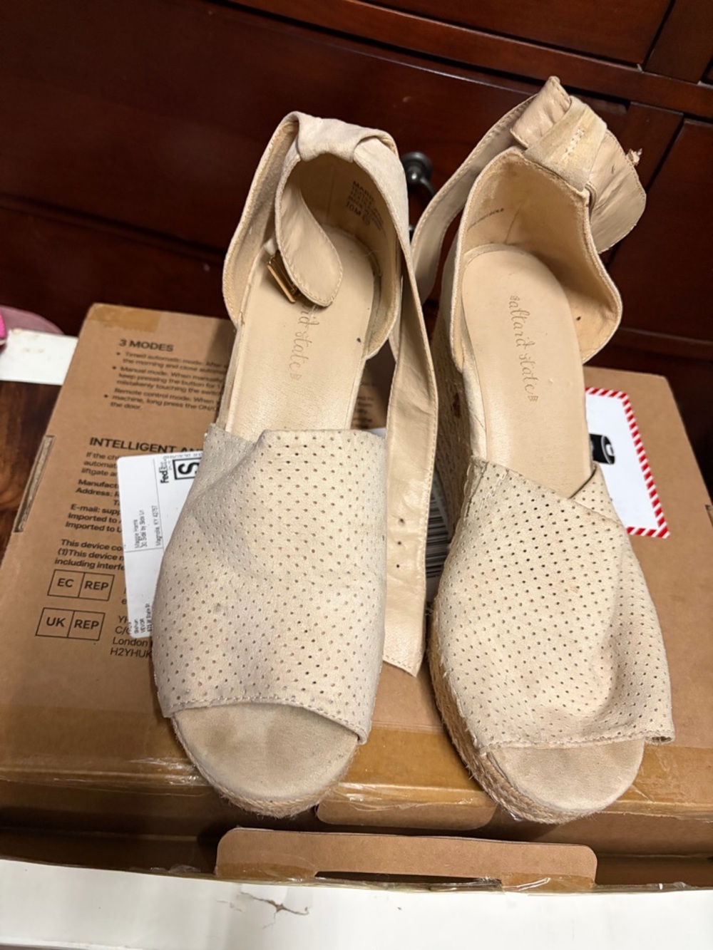 Madewell Cream Perforated Espadrille Wedges